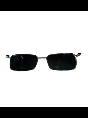 Amazon Men's Rectangular Silver Frame Sunglasses with Black Lenses